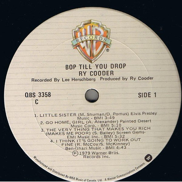 Ry Cooder : Bop Till You Drop (LP, Album, Don)