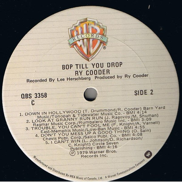 Ry Cooder : Bop Till You Drop (LP, Album, Don)