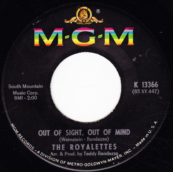 The Royalettes : It's Gonna Take A Miracle / Out Of Sight, Out Of Mind (7")