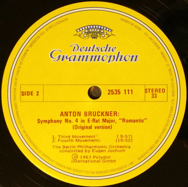 Anton Bruckner, Eugen Jochum, Berliner Philharmoniker : Symphony No. 4 »Romantic« (LP, RE)