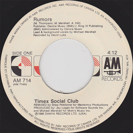 Timex Social Club : Rumors (7", Single)