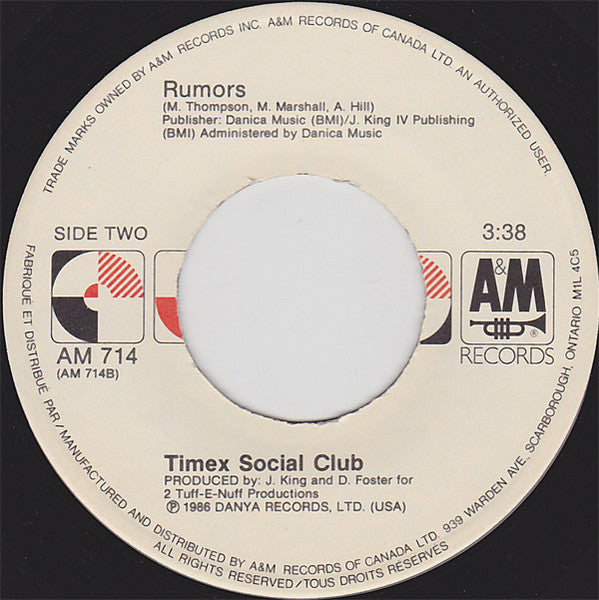 Timex Social Club : Rumors (7", Single)