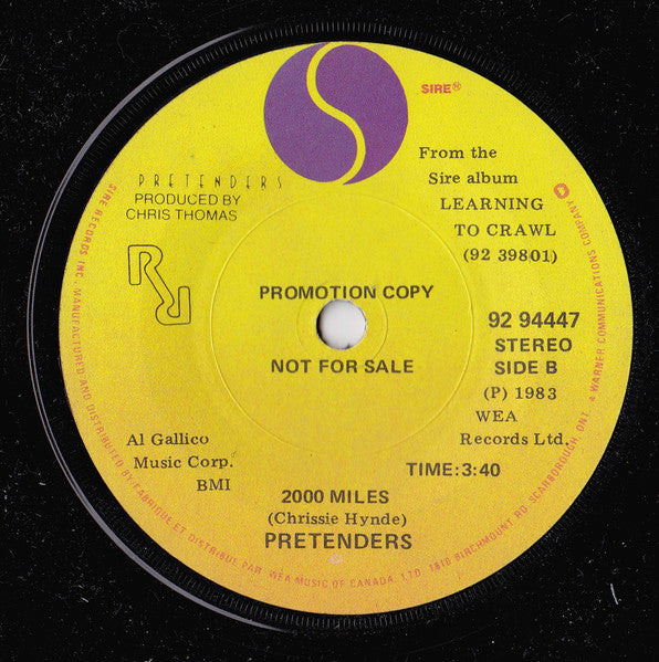 The Pretenders : Middle Of The Road (7", Promo)