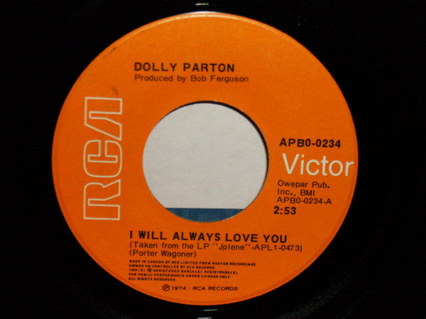 Dolly Parton : I Will Always Love You (7", Single)