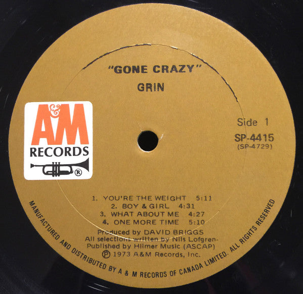 Grin : Gone Crazy (LP, Album, Gat)