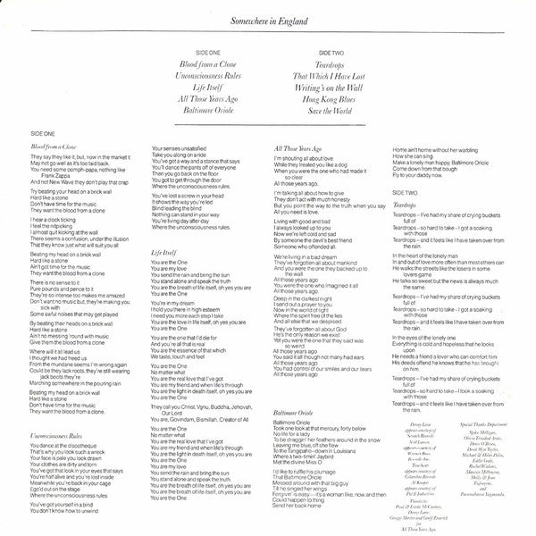 George Harrison : Somewhere In England (LP, Album, Don)