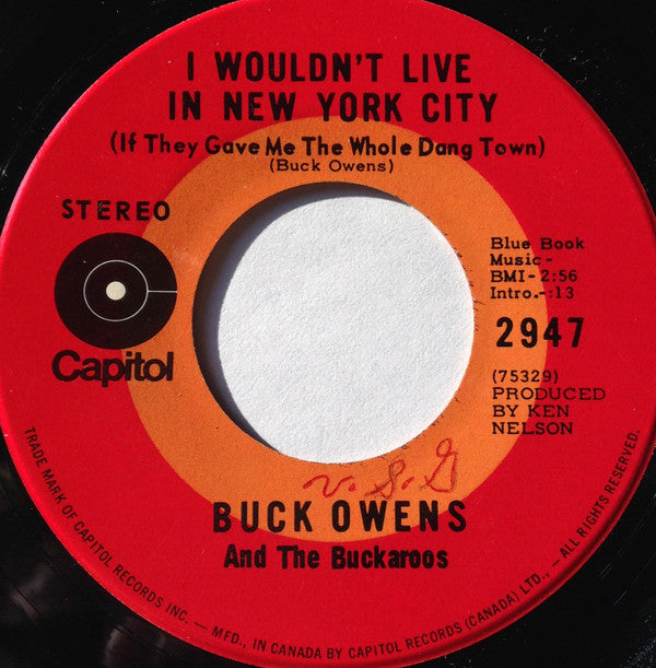 Buck Owens And The Buckaroos* : No Milk And Honey In Baltimore (7")