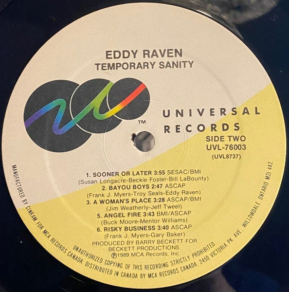 Eddy Raven : Temporary Sanity (LP, Album)
