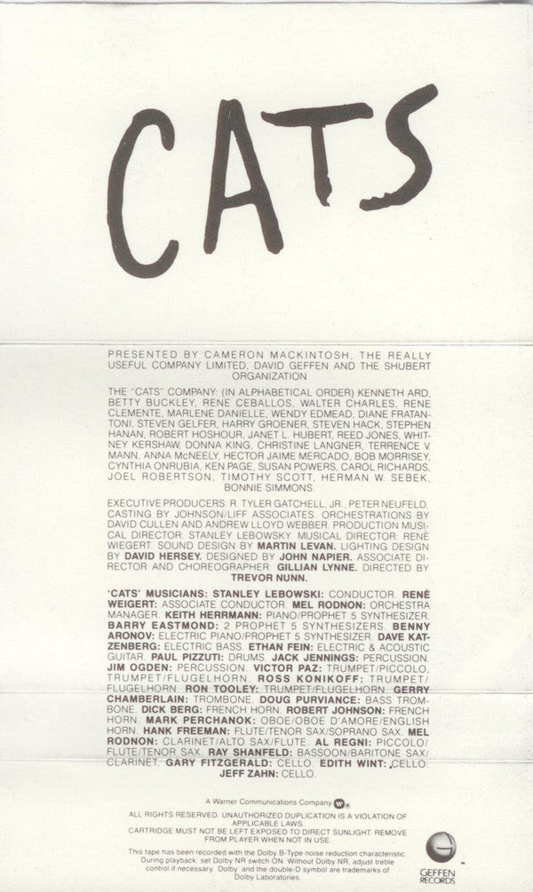 Andrew Lloyd Webber : Cats: Selections From The Original Broadway Cast Recording (Cass, Album, Dol)