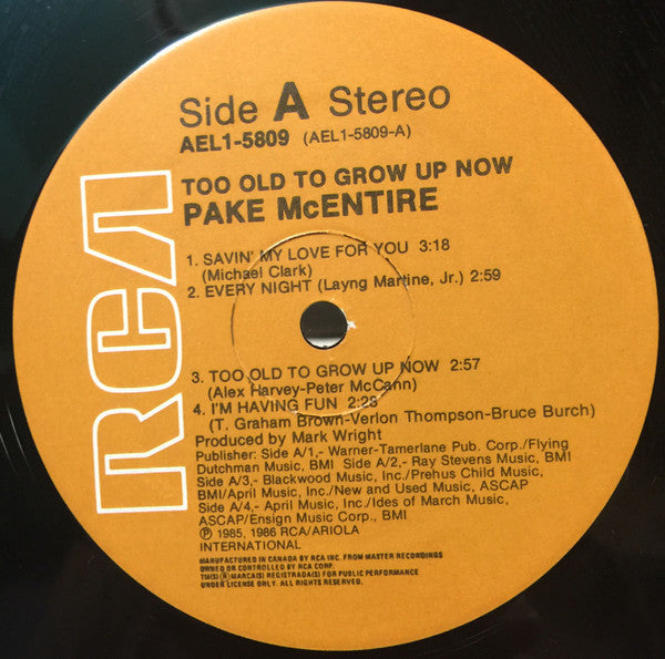 Pake McEntire : Too Old To Grow Up Now (LP, Album)