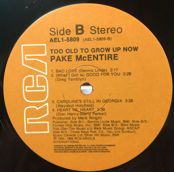 Pake McEntire : Too Old To Grow Up Now (LP, Album)