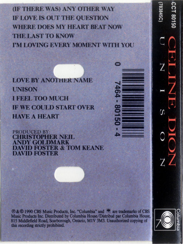 Céline Dion : Unison (Cass, Album, Club, Dol)