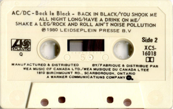 AC/DC : Back In Black (Cass, Album, RE, Dol)