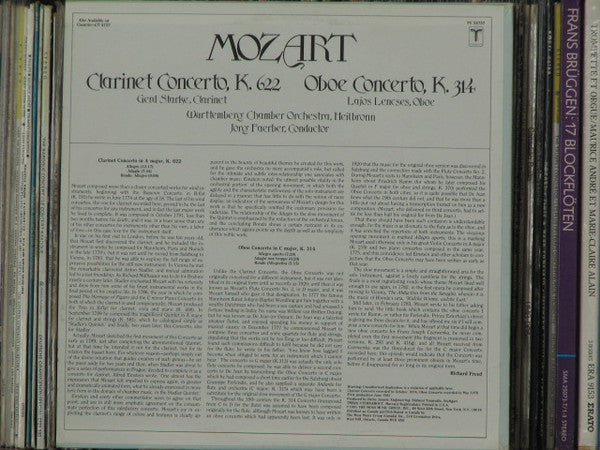 Wolfgang Amadeus Mozart : Clarinet Concerto, K. 622; Oboe Concerto, K. 314 (LP)