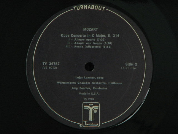 Wolfgang Amadeus Mozart : Clarinet Concerto, K. 622; Oboe Concerto, K. 314 (LP)
