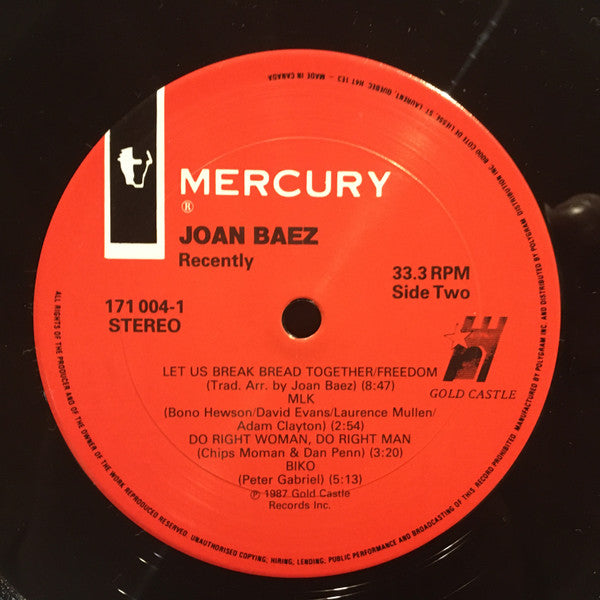 Joan Baez : Recently (LP, Album)