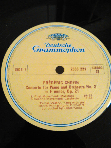 Chopin* / Tamás Vásáry, Berlin Philharmonic Orchestra*, János Kulka* : Piano Concerto No. 2 In F Minor Op. 21/ Andante Spianato And Grande Polonaise / Nocturne (LP, Album, RE)