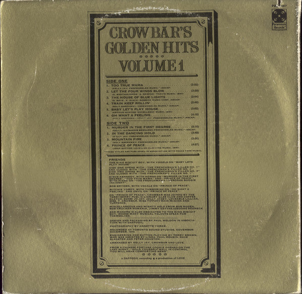 Crowbar (3) : Bad Manors (Crowbar's Golden Hits, Volume 1) (LP, Album, Gat)