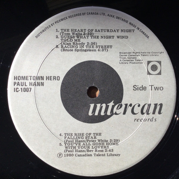 Paul Hann : Hometown Hero (LP, Album)