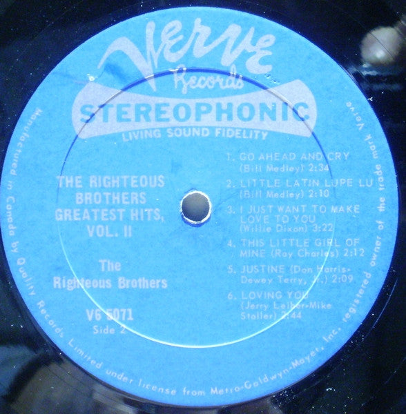 The Righteous Brothers : The Righteous Brothers Greatest Hits, Vol. 2 (LP, Comp)