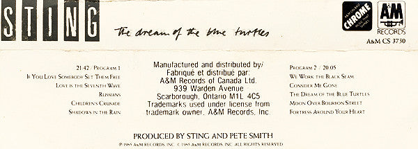 Sting : The Dream Of The Blue Turtles (Cass, Album)