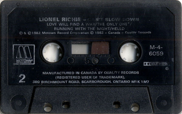 Lionel Richie : Can't Slow Down (Cass, Album, Dol)