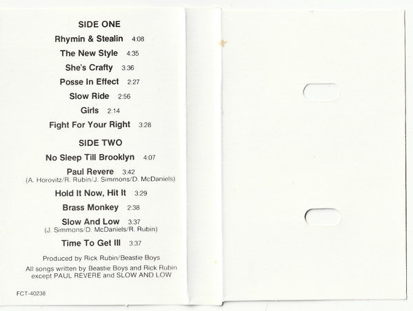 Beastie Boys : Licensed To Ill (Cass, Album, Cle)