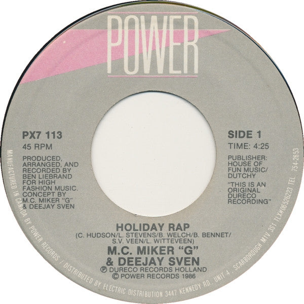 M.C. Miker "G" & Deejay Sven* : Holiday Rap (7", Single)
