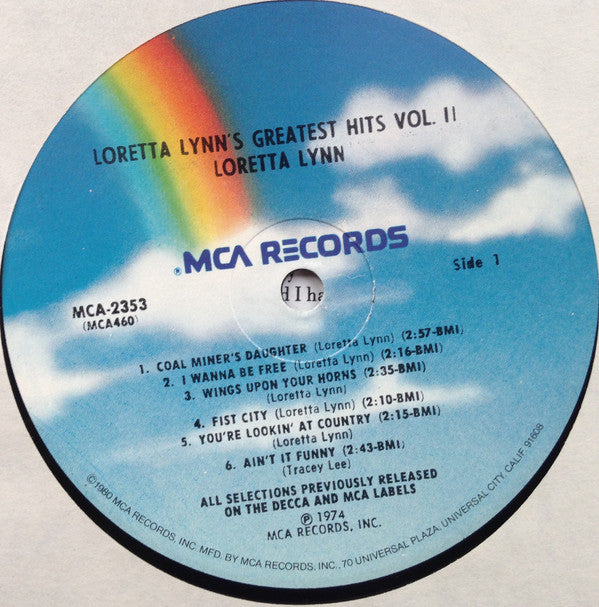 Loretta Lynn : Loretta Lynn's Greatest Hits Vol. II (LP, Comp, RE, Pin)