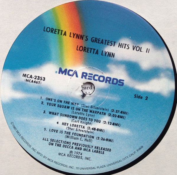 Loretta Lynn : Loretta Lynn's Greatest Hits Vol. II (LP, Comp, RE, Pin)