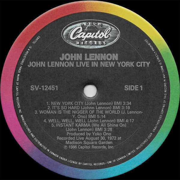 John Lennon : Live In New York City (LP, Album)