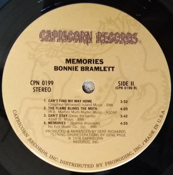 Bonnie Bramlett : Memories (LP, Album)