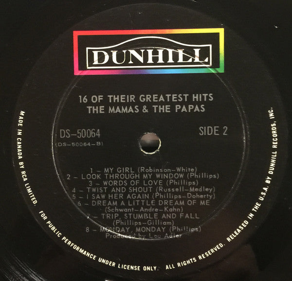 The Mamas & The Papas : 16 Of Their Greatest Hits (LP, Comp)