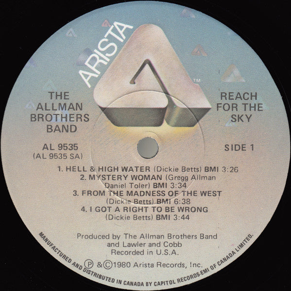The Allman Brothers Band : Reach For The Sky (LP, Album, RE)