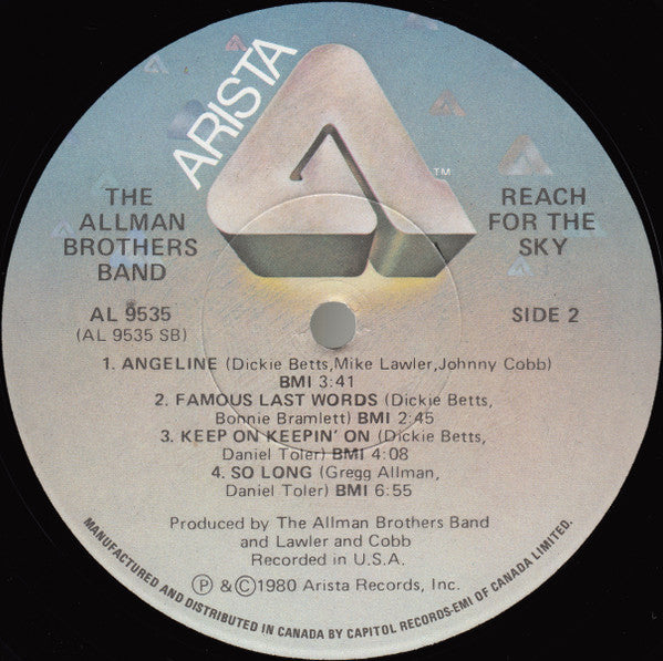 The Allman Brothers Band : Reach For The Sky (LP, Album, RE)