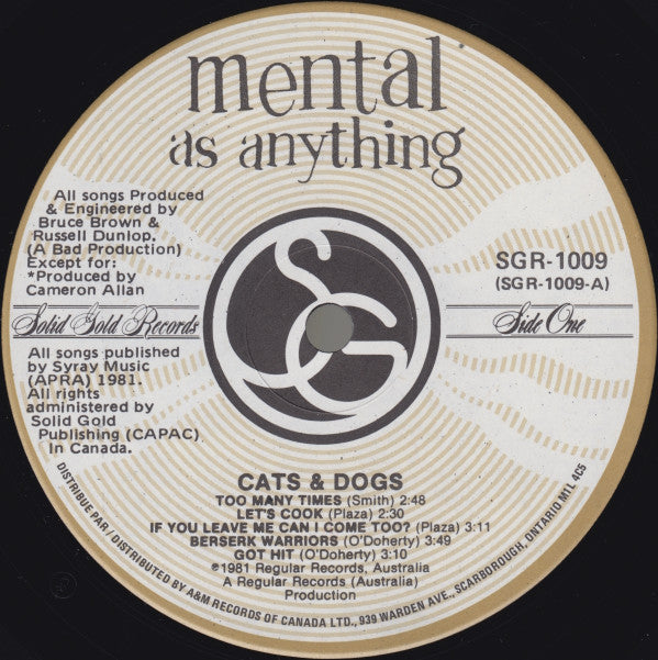 Mental As Anything : Cats & Dogs (LP, Album)