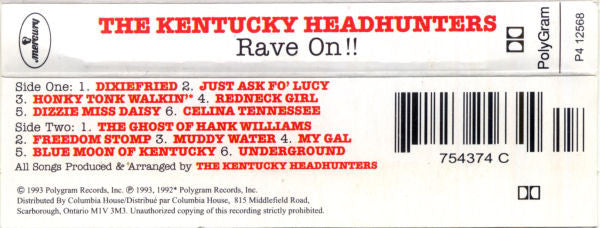 The Kentucky Headhunters : Rave On!! (Cass, Album, Club, Dol)