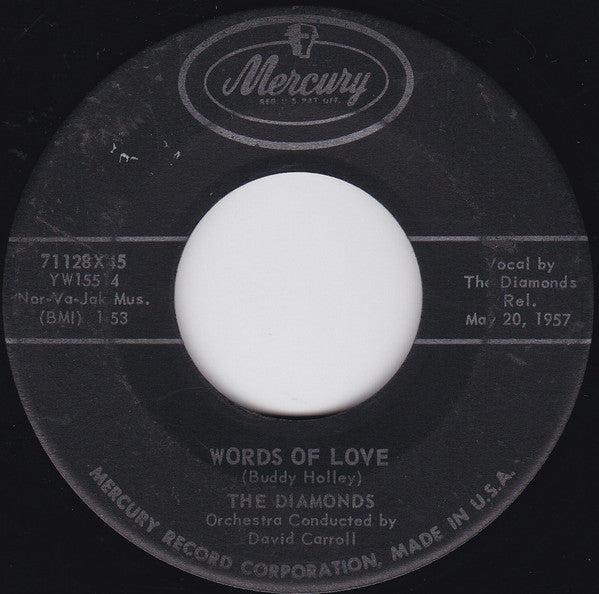 The Diamonds : Words Of Love (7", Single, Ind)
