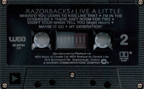 The Razorbacks (2) : Live A Little (Cass, Album, Dol)