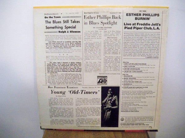 Esther Phillips : Burnin' (Live At Freddie Jett's Pied Piper, L.A.) (LP, Album)