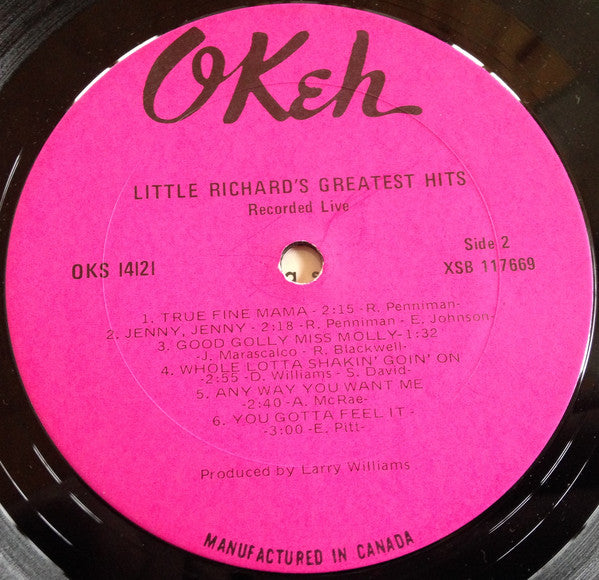 Little Richard : Little Richard's Greatest Hits Recorded Live (LP, Album, RE)