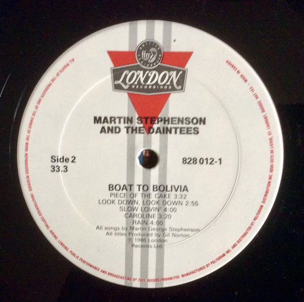 Martin Stephenson And The Daintees : Boat To Bolivia (LP, Album)