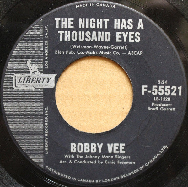 Bobby Vee : The Night Has A Thousand Eyes / Anonymous Phone Call (7")