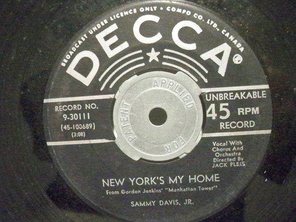 Sammy Davis Jr. : Never Like This / New York's My Home (7", Single)