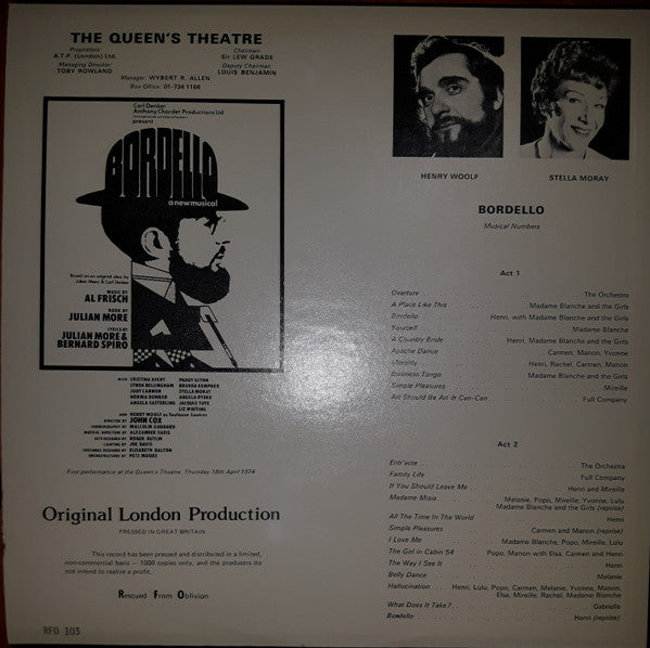Carl Denker, Anthony Chardet : Bordello (A New Musical) (LP)