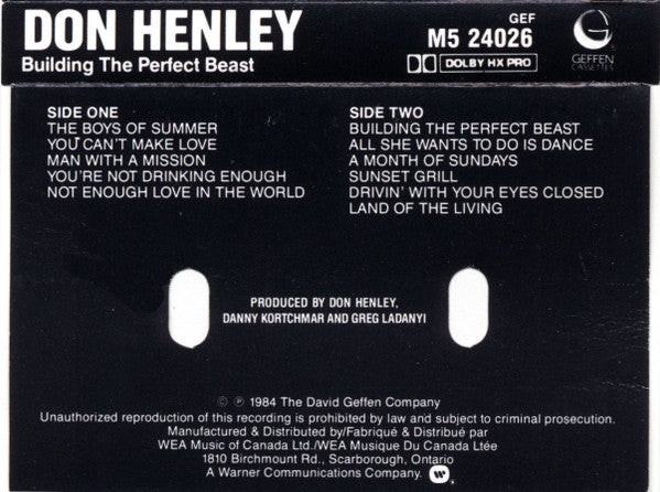 Don Henley : Building The Perfect Beast (Cass, Album, Dol)
