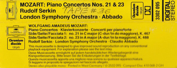 Wolfgang Amadeus Mozart – London Symphony Orchestra* - Rudolf Serkin · Claudio Abbado : Klavierkonzerte · Piano Concertos Nos. 21 & 23 (Cass, Chr)