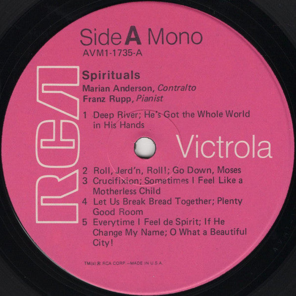Marian Anderson : Spirituals (LP, Mono, RE, RM)