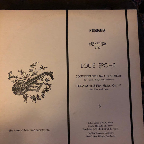 Louis Spohr / Ursula Holliger , Harfe Hansheinz Schneeberger , Violine Peter-Lukas Graf , Flöte, Leitung English Chamber Orchestra : Concertante Nr. 1 In G-dur Für Violine, Harfe Und Orchester / Sonate In Es-dur Op. 113 Für Flöte Und Harfe (LP, Gat)