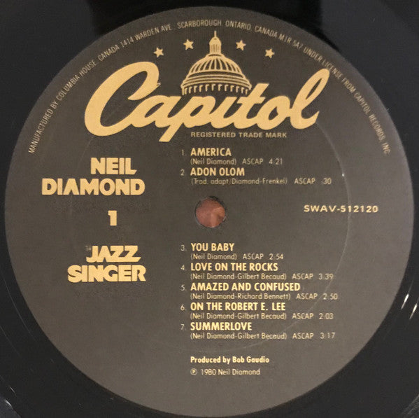 Neil Diamond : The Jazz Singer (Original Songs From The Motion Picture) (LP, Album, Club, Gat)